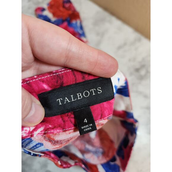 Talbots‎ Women's Multicolor Floral Print Cotton Stretch A-Line Midi Skirt Size 4 - Picture 3 of 6